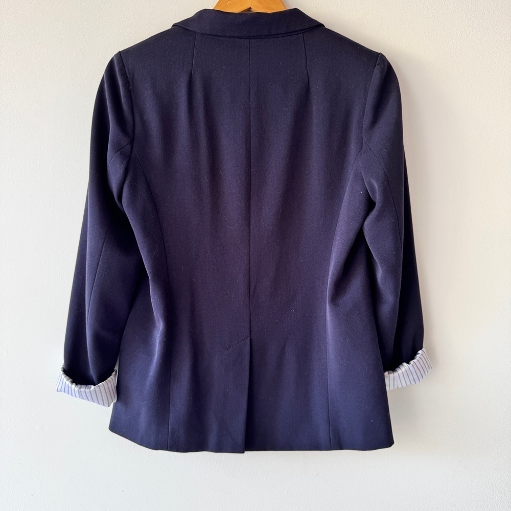 Silence + Noise - Classic Women's Blazer Striped Lining in Navy Blue & White - Picture 2 of 5